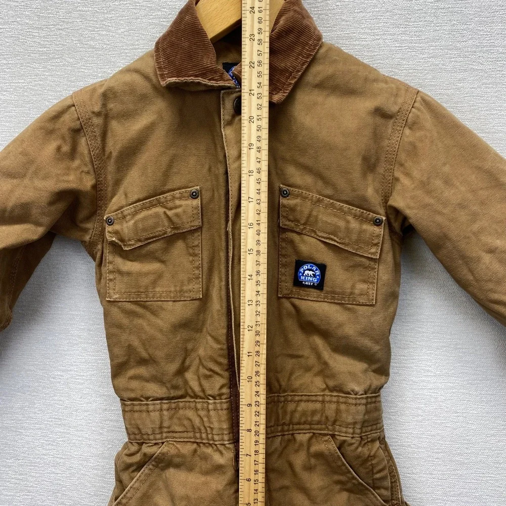 Polar King by Key Insulated Duck Canvas Coveralls Youth XS Brown Workwear Suit